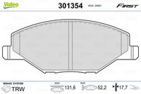 VAICO V109888 - año construcción hasta: 06/2014<br>Número de PR: 1LN<br>Número de PR: 1ZH<br>Espesor [mm]: 18,8<br>Ancho [mm]: 131,4<br>Sistema de frenos: LUCAS<br>Longitud contacto de aviso [mm]: 160<br>Contacto avisador de desgaste: con contacto avisador de desgaste<br>Altura [mm]: 62<br>Lado de montaje: Eje delantero<br>Peso [kg]: 1,808<br>