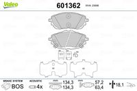VALEO 601362 - Juego de pastillas de freno