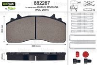 VALEO 882287 - Tipo de eje: R233P-13/C22.5<br>Tipo de eje: R300P-13/C22.5<br>Tipo de eje: R440-13A/C22.5<br>Tipo de eje: R485-13A/C22.5<br>Número de eje: 746301/748280/748282<br>Número de eje: 748595<br>Versión: 1<br>Versión: 2<br>para código de equipamiento especial: 504025 66<br>Lado de montaje: Eje trasero<br>Sistema de frenos: KNORR<br>Artículo complementario / información complementaria 2: sin tornillos<br>Ancho [mm]: 207<br>Altura [mm]: 113,7<br>Espesor [mm]: 35<br>Número de WVA: 29244<br>Número de WVA: 29245<br>Contacto avisador de desgaste: excl. contacto de avisador de desgaste<br>Peso [kg]: 10,27<br>