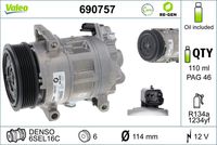 VALEO 690757 - Compresor, aire acondicionado - VALEO RE-GEN REMANUFACTURED