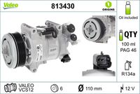 VALEO 813430 - Compresor, aire acondicionado - VALEO ORIGINS NEW OE TECHNOLOGY