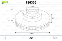 VALEO 186305 - Disco de freno