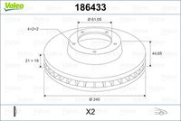 VALEO 186433 - Disco de freno