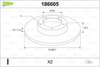 VALEO 186605 - Disco de freno