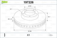 VALEO 197226 - N.º de chasis (VIN) desde: X3025752<br>Lado de montaje: Eje trasero<br>Tipo de disco de frenos: macizo<br>Diámetro exterior [mm]: 286<br>Espesor de disco de frenos [mm]: 10<br>Diámetro de centrado [mm]: 65,5<br>Altura [mm]: 69,1<br>Espesor mínimo [mm]: 8<br>Llanta, nº de taladros: 5<br>Cantidad de agujeros de fijación: 2<br>Homologación: ECE-R90<br>Peso [kg]: 9,73<br>