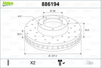 VALEO 886194 - Disco de freno