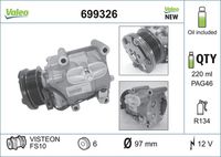 VALEO 699326 - Compresor, aire acondicionado - VALEO CORE-FLEX