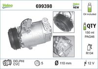 VALEO 699398 - Compresor, aire acondicionado