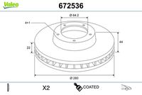 VALEO 672536 - Disco de freno - COATED