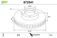 VALEO 672541 - Disco de freno - COATED