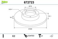 VALEO 672583 - Disco de freno - COATED