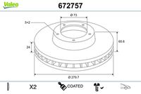 VALEO 672554 - Disco de freno - COATED