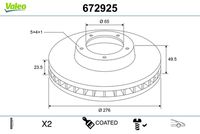 VALEO 672627 - Disco de freno - COATED