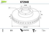 VALEO 672637 - Disco de freno - COATED