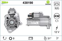 VALEO 438190 - Motor de arranque - VALEO ORIGINS NEW OE TECHNOLOGY