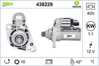 VALEO 438229 - Restricción de fabricante: BOSCH<br>Equipamiento de vehículo: para vehículos sin sistema Start&Stop<br>Equipamiento de vehículo: para veh. sin recuperación energia de frenado<br>Número de PR: 7L3<br>Tensión [V]: 12<br>Potencia nominal [kW]: 1,1<br>Número de dientes: 10<br>Número de orificios: 3<br>Sentido de giro: Sentido de giro a la izquierda (antihorario)<br>Posición/Grado: R  133<br>Pinza: NO<br>Diámetro de brida [mm]: 76<br>Peso [kg]: 3,22<br>