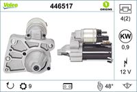 VALEO 446517 - Código de motor: EP6CDT<br>para número de OPR desde: 13174<br>para número de OPR hasta: 13173<br>Restricción de fabricante: MITSUBISHI<br>Tensión [V]: 12<br>Potencia nominal [kW]: 0,9<br>Número de dientes: 10<br>Número de orificios: 4<br>Cant. taladros roscados: 2<br>Sentido de giro: Sentido de giro a la derecha (horario)<br>Posición/Grado: L  48<br>Pinza: NO<br>Diámetro de brida [mm]: 60<br>Peso [kg]: 3,07<br>