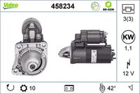 VALEO 458234 - Potencia nominal [kW]: 0,9<br>Tensión [V]: 12<br>Diámetro de brida [mm]: 76<br>Número de dientes: 10<br>Sentido de giro: Sentido de giro a la derecha (horario)<br>Pinza: M8<br>Pinza: Pin "50" M6<br>ID del modelo de conector: 0093<br>Cantidad de agujeros de fijación: 3<br>Cant. taladros roscados: 3<br>peso neto [kg]: 3,8<br>