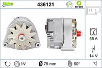 VALEO 436121 - apropiado para vehíc con corriente carga alternador [A]: 55<br>Corriente de carga alternador [A]: 55<br>Tensión nominal [V]: 14<br>Tensión [V]: 0<br>Calidad: NUEVO<br>