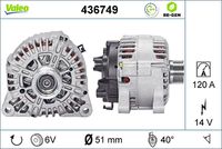 VALEO 436749 - Alternador - VALEO RE-GEN REMANUFACTURED