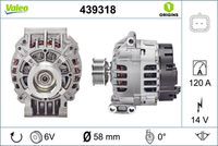 VALEO 439318 - Alternador - VALEO ORIGINS NEW OE TECHNOLOGY