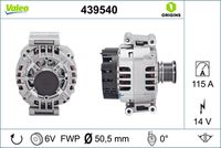 VALEO 439540 - Alternador - VALEO ORIGINS NEW OE TECHNOLOGY