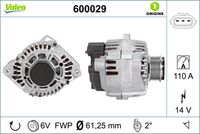 VALEO 600029 - Alternador - VALEO ORIGINS NEW OE TECHNOLOGY