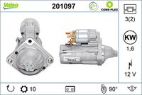 VALEO 201097 - Potencia nominal [kW]: 1,6<br>Tensión [V]: 12<br>Cantidad de agujeros de fijación: 3<br>Diámetro de brida [mm]: 73<br>Sentido de giro: Sentido de giro a la derecha (horario)<br>Pinza: B+ M8<br>Número de dientes: 10<br>para OE N°: 12417787356<br>Calidad: OE EQUIVALENT<br>