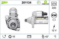 VALEO 201134 - Clase de caja de cambios: para cambio automático 7 marchas<br>Tensión [V]: 12<br>Potencia nominal [kW]: 1,7<br>Número de dientes: 10<br>Número de orificios: 2<br>Sentido de giro: Sentido de giro a la izquierda (antihorario)<br>Posición/Grado: R  77<br>Peso [kg]: 4,006<br>