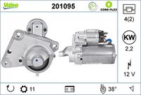 VALEO 201095 - Código de motor: DV6C<br>Restricción de fabricante: MITSUBISHI VALEO<br>Tensión [V]: 12<br>Potencia nominal [kW]: 1,5<br>Número de dientes: 11<br>Número de orificios: 4<br>Cant. taladros roscados: 2<br>Sentido de giro: Sentido de giro a la derecha (horario)<br>Posición/Grado: L  37<br>Peso [kg]: 3,85<br>