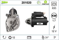 VALEO 201020 - Potencia nominal [kW]: 2<br>Tensión [V]: 12<br>Cantidad de agujeros de fijación: 2<br>Diámetro de brida [mm]: 82<br>Sentido de giro: Sentido de giro a la derecha (horario)<br>Pinza: B+ M8<br>Número de dientes: 13<br>Calidad: OE EQUIVALENT<br>