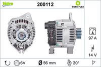 VALEO 200112 - Corriente de carga alternador [A]: 80<br>Tensión [V]: 12<br>Número de canales: 6<br>Cantidad de agujeros de fijación: 3<br>Pinza: B+ M8<br>poleas - Ø [mm]: 56<br>para artículo nr.: A12VA0800A2<br>Calidad: OE EQUIVALENT<br>