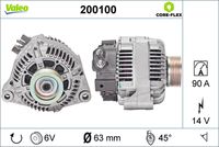 VALEO 200100 - Tensión [V]: 12<br>Corriente de carga alternador [A]: 80<br>ID del modelo de conector: CPA0110<br>Número de nervaduras: 5<br>Poleas: con polea para correa poli V<br>Artículo complementario/Información complementaria: con regulador incorporado<br>Versión: .2<br>para fabricante volante: CITROËN<br>para fabricante volante: PEUGEOT<br>