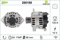 VALEO 200180 - Alternador - VALEO CORE-FLEX