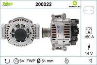 VALEO 200222 - Alternador - VALEO CORE-FLEX