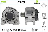 VALEO 200212 - Corriente de carga alternador [A]: 150<br>Tensión [V]: 12<br>Número de canales: 7<br>Cantidad de agujeros de fijación: 4<br>Versión: ARMAN<br>Poleas: con polea de rueda libre<br>Pinza: B+ M8<br>poleas - Ø [mm]: 50<br>Calidad: OE EQUIVALENT<br>Referencia artículo par: 455105<br>