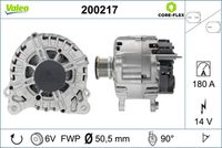 VALEO 200217 - Corriente de carga alternador [A]: 180<br>Tensión [V]: 12<br>Número de canales: 6<br>Cantidad de agujeros de fijación: 4<br>Versión: ARMAN<br>Poleas: con polea de rueda libre<br>Pinza: B+ M8<br>poleas - Ø [mm]: 50<br>Calidad: OE EQUIVALENT<br>Referencia artículo par: 455095<br>