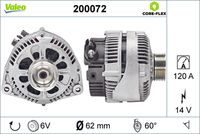 VALEO 200072 - Alternador - VALEO CORE-FLEX