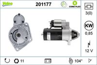 VALEO 201177 - Potencia nominal [kW]: 1,4<br>Tensión [V]: 12<br>Cantidad de agujeros de fijación: 3<br>Diámetro de brida [mm]: 82<br>Sentido de giro: Sentido de giro a la derecha (horario)<br>Pinza: B+ M8<br>Número de dientes: 11<br>Calidad: OE EQUIVALENT<br>