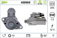 VALEO 458969 - Restricción de fabricante: BOSCH<br>Equipamiento de vehículo: para vehículos con sistema Start&Stop<br>Equipamiento de vehículo: para vehículos con freno regenerativo<br>Número de PR: 7L6<br>Tensión [V]: 12<br>Potencia nominal [kW]: 1,2<br>Número de dientes: 11<br>Número de orificios: 2<br>Sentido de giro: Sentido de giro a la izquierda (antihorario)<br>Posición/Grado: R  172<br>Diámetro de brida [mm]: 79<br>Peso [kg]: 3,19<br>