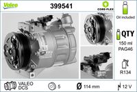 VALEO 399541 - Compresor, aire acondicionado - VALEO CORE-FLEX