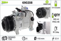 VALEO 690208 - Compresor, aire acondicionado - VALEO CORE-FLEX