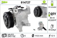 VALEO 814727 - Compresor, aire acondicionado - VALEO ORIGINS NEW OE TECHNOLOGY