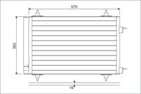 VALEO 818170 - año construcción hasta: 06/2005<br>Código de motor: DW10ATED<br>Equipamiento de vehículo: para vehículos sin sistema de bus CAN<br>Ancho de red [mm]: 362<br>Longitud de red [mm]: 553<br>Profundidad de red [mm]: 16<br>Material: Aluminio<br>Artículo complementario / información complementaria 2: con secador<br>Agente frigorífico: R 134 a<br>Peso [kg]: 3,26<br>