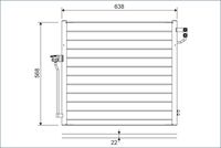 VALEO 822623 - Ø salida [mm]: 13<br>Ø entrada [mm]: 13<br>Profundidad de red [mm]: 20<br>Ancho de red [mm]: 567<br>Longitud de red [mm]: 583<br>Restricción de fabricante: PrascoSelection<br>Material: Aluminio<br>Artículo complementario / información complementaria 2: con secador<br>Agente frigorífico: R 134 a<br>