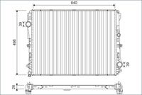 VALEO 701141 - Tipo radiador: Aletas refrigeración soldadas<br>Profundidad de red [mm]: 26<br>Longitud de red [mm]: 640<br>Ancho de red [mm]: 498<br>Ø entrada [mm]: 38,5<br>Ø salida [mm]: 38,5<br>