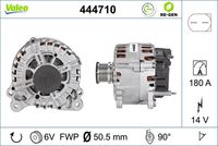 VALEO 444710 - N.º de chasis (VIN) desde: A3DC000 001<br>Clase de caja de cambios: Caja de doble embrague 6 vel.<br>Clase de caja de cambios: Caja de cambios manual, 6 marchas<br>Equipamiento de vehículo: para vehículos con climatización automática de dos zonas<br>Tensión [V]: 14<br>Corriente de carga alternador [A]: 180<br>Tipo de sujeción: Fijación de cuatro puntos<br>Sentido de giro: Sentido de giro a la derecha (horario)<br>Poleas: con polea<br>Poleas: con polea de rueda libre<br>Número de nervaduras: 6<br>poleas - Ø [mm]: 56<br>Pinza: B+ / L / Dfm<br>Peso [kg]: 7,82<br>