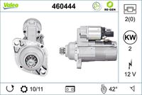 VALEO 460444 - Clase de caja de cambios: Caja de cambios manual, 6 marchas<br>Tensión [V]: 12<br>Potencia nominal [kW]: 1,1<br>Número de dientes: 10<br>Número de orificios: 2<br>Sentido de giro: Sentido de giro a la izquierda (antihorario)<br>Posición/Grado: R  140<br>Pinza: NO<br>Diámetro de brida [mm]: 76<br>Peso [kg]: 3,15<br>