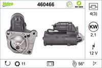 VALEO 460466 - año construcción hasta: 10/2008<br>Código de motor: F9Q.8.03,F9Q.8.16<br>Código de motor: F9Q.8.18<br>Clase de caja de cambios: Caja de cambios manual, 6 marchas<br>Clase de caja de cambios: Automática, 4 vel.<br>Tensión [V]: 12<br>Potencia nominal [kW]: 1,9<br>Número de dientes: 11<br>Número de orificios: 4<br>Cant. taladros roscados: 3<br>Sentido de giro: Sentido de giro a la derecha (horario)<br>Posición/Grado: R  56<br>Pinza: NO<br>Diámetro de brida [mm]: 66<br>Peso [kg]: 3,89<br>