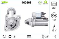 VALEO 460508 - Código de motor: JQDA<br>Código de motor: JQDB<br>Equipamiento de vehículo: para vehículos sin sistema Start&Stop<br>Tensión [V]: 12<br>Potencia nominal [kW]: 1,4<br>Número de dientes: 10<br>Número de orificios: 3<br>Cant. taladros roscados: 3<br>Sentido de giro: Sentido de giro a la derecha (horario)<br>Diámetro de brida [mm]: 76<br>Peso [kg]: 3,01<br>